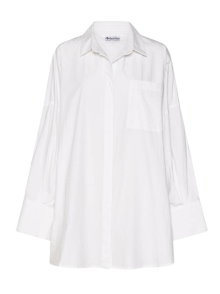 Oversized Shirt In White Cotton for wholesale by Bohemian Traders
