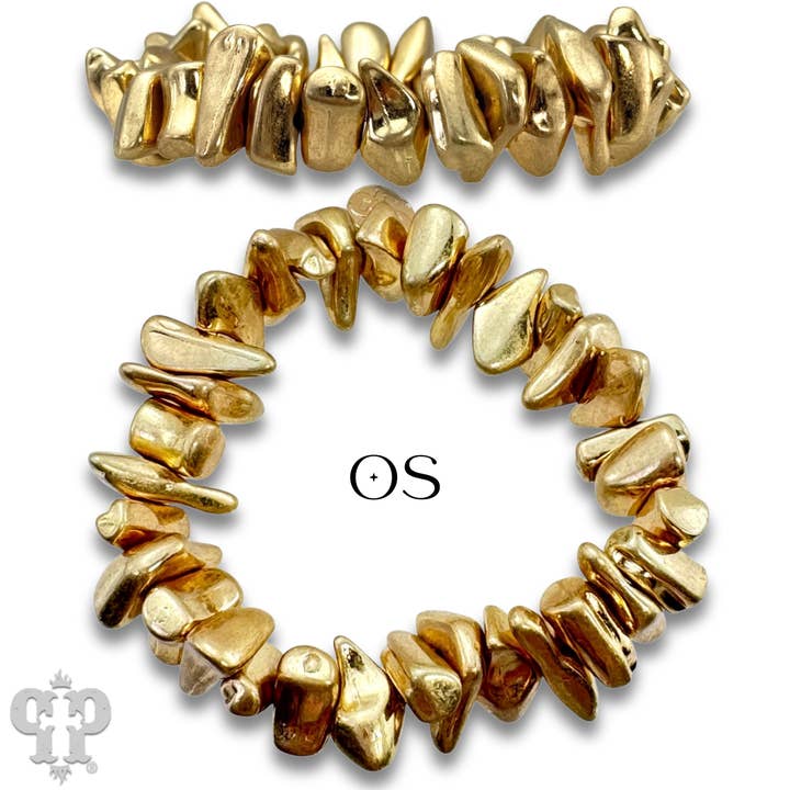 Pink Panache Brands - Wholesale Beaded Bracelet - Gold nugget single bracelet strand - LC