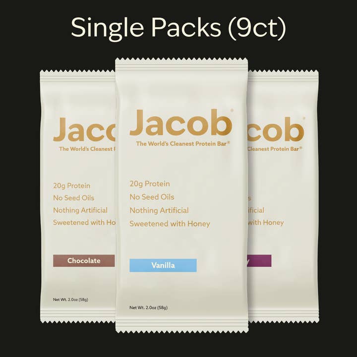 Jacob - Wholesale Snack Bar - Jacob Protein Bar - Grass-Fed Organic Snack Bar (9ct)