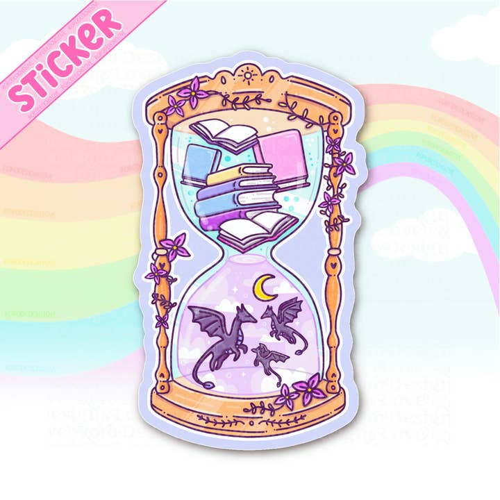 Fantasy reader bookish hourglass sticker for kindle for wholesale by RoroDesignsLove