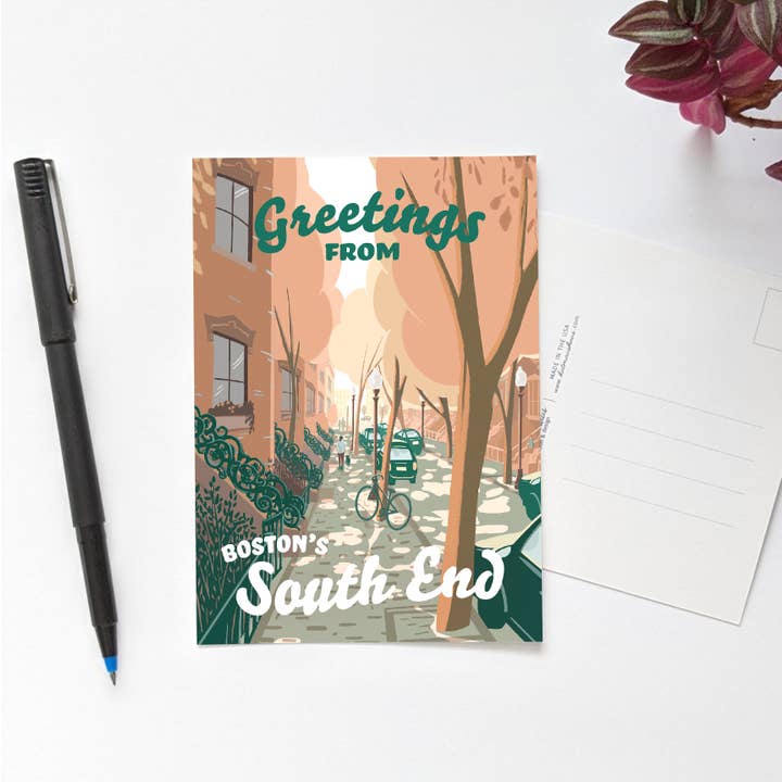 Kat Maus Haus Illustration - Wholesale Postcard - South End, Boston Postcard