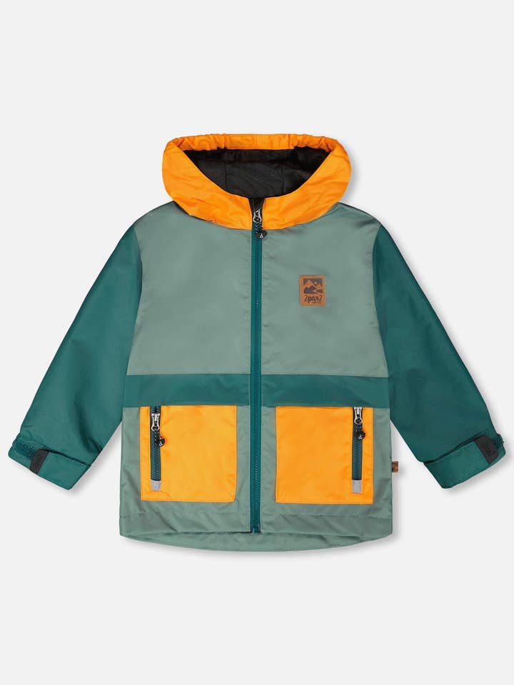 Veste mi-saison vert foncé et orange pour la vente par Deux par Deux