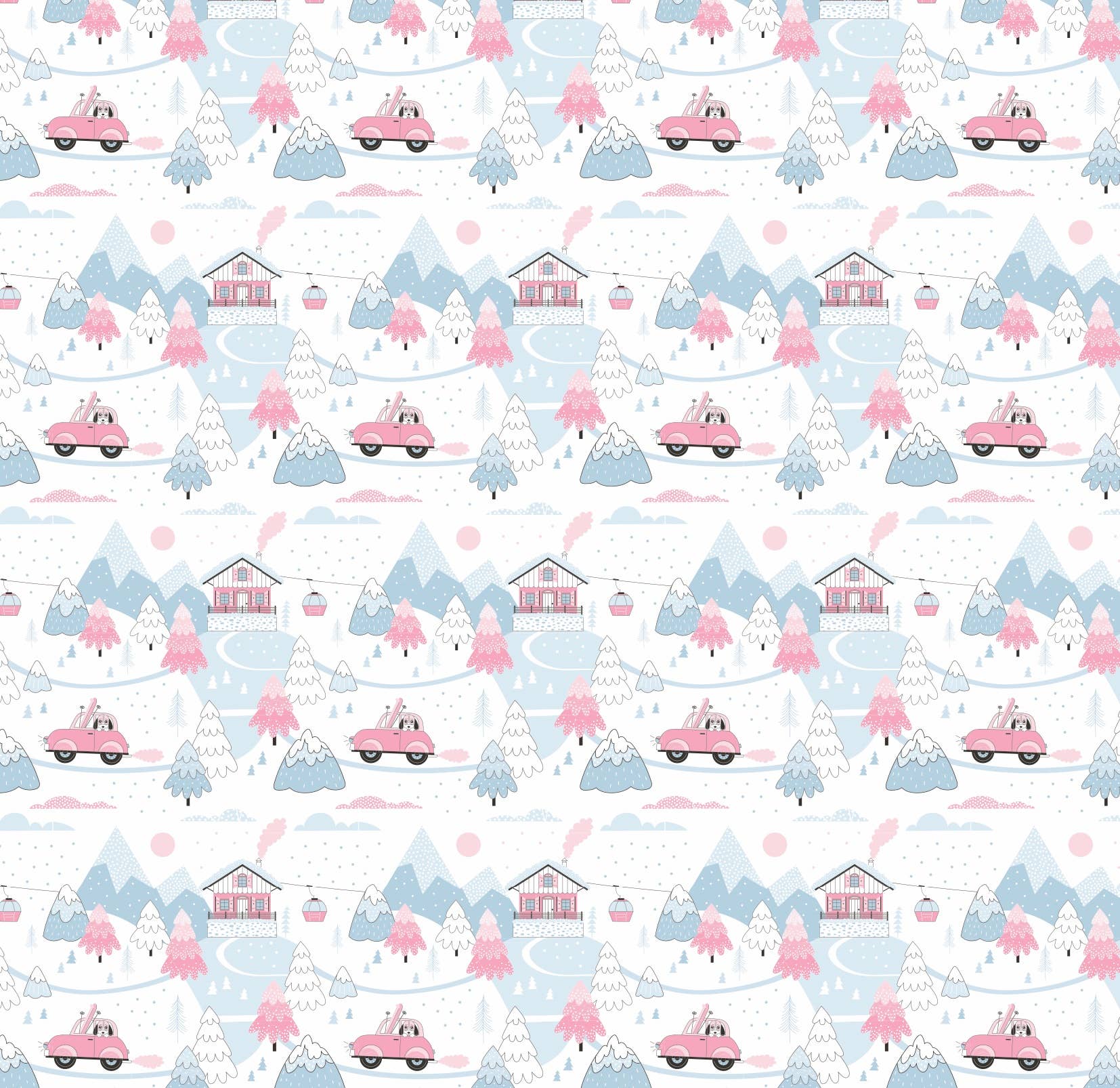 Stesha Party - Wholesale Flat Wrap - Ski Slopes Winter Holiday Gift Wrap Paper2