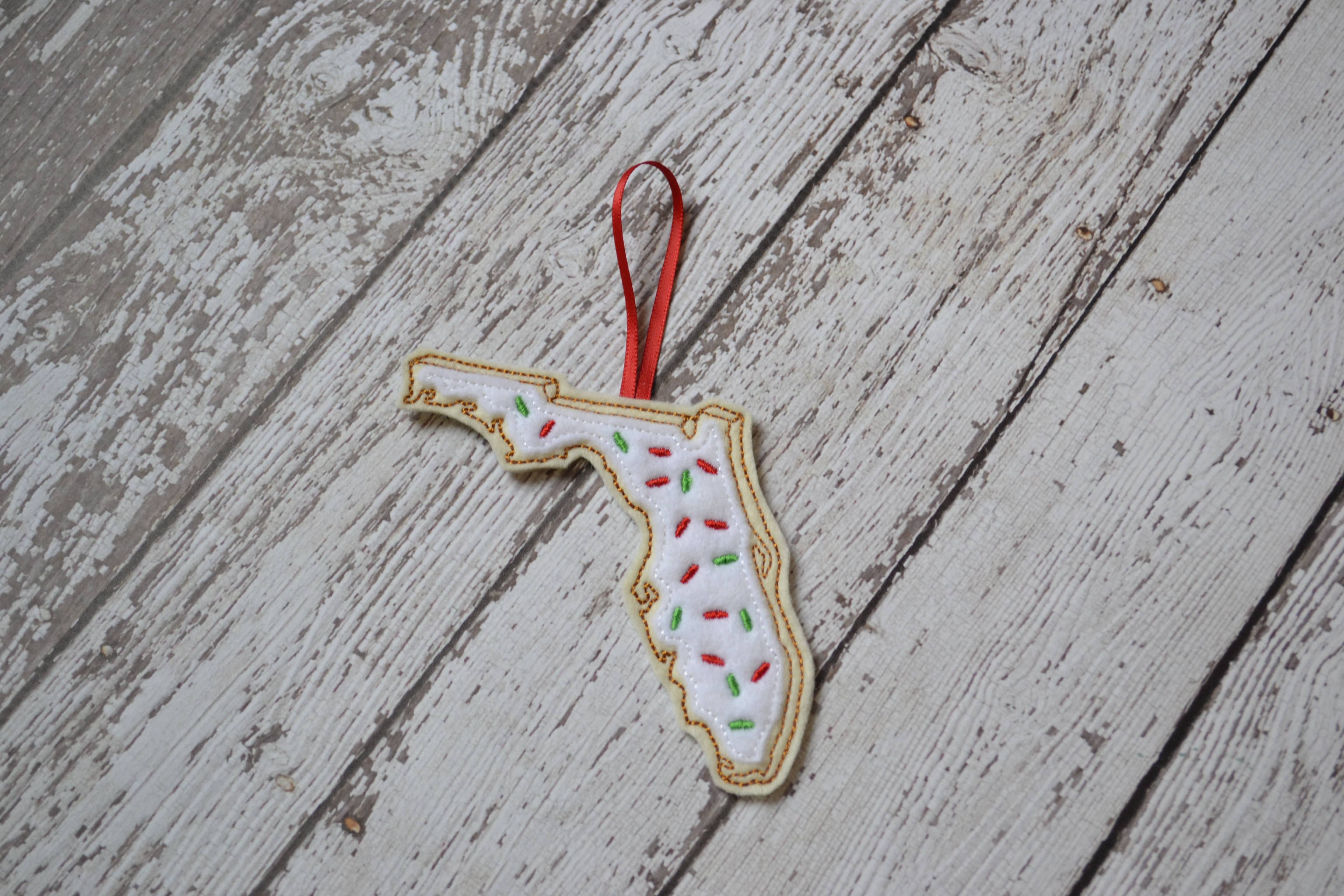 SewMuchMoreStore - Vente Objets de décoration - State Sugar Cookie Brodé Feutre Ornement - Vacances2