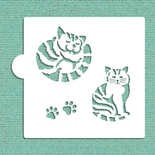 Designer Stencils – Großhandel Schablonier-/Bastelfarbe – Gestreifte Katzen-Schablone für Kekse und Basteln