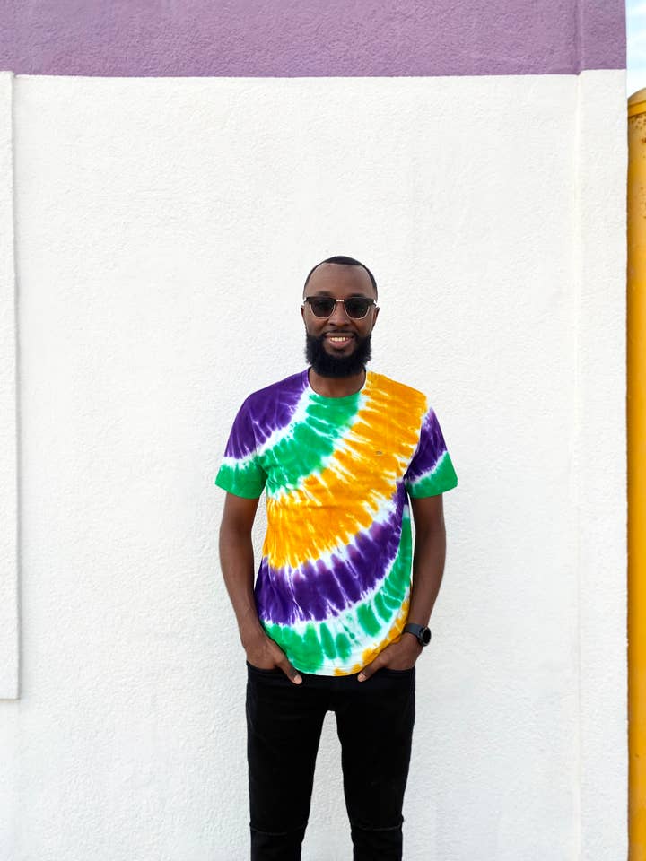 Manga corta Tie Dye Wave para adultos para venta al por mayor de Mardi Gras Creations