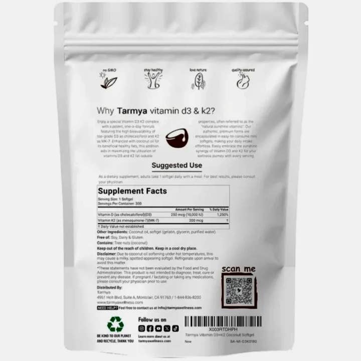 COZY HOMES COLLECTION - Wholesale Oral Supplement/Vitamin - Vitamin D3 & Vitamin K2 (MK-7) Softgels 300 High Strength1