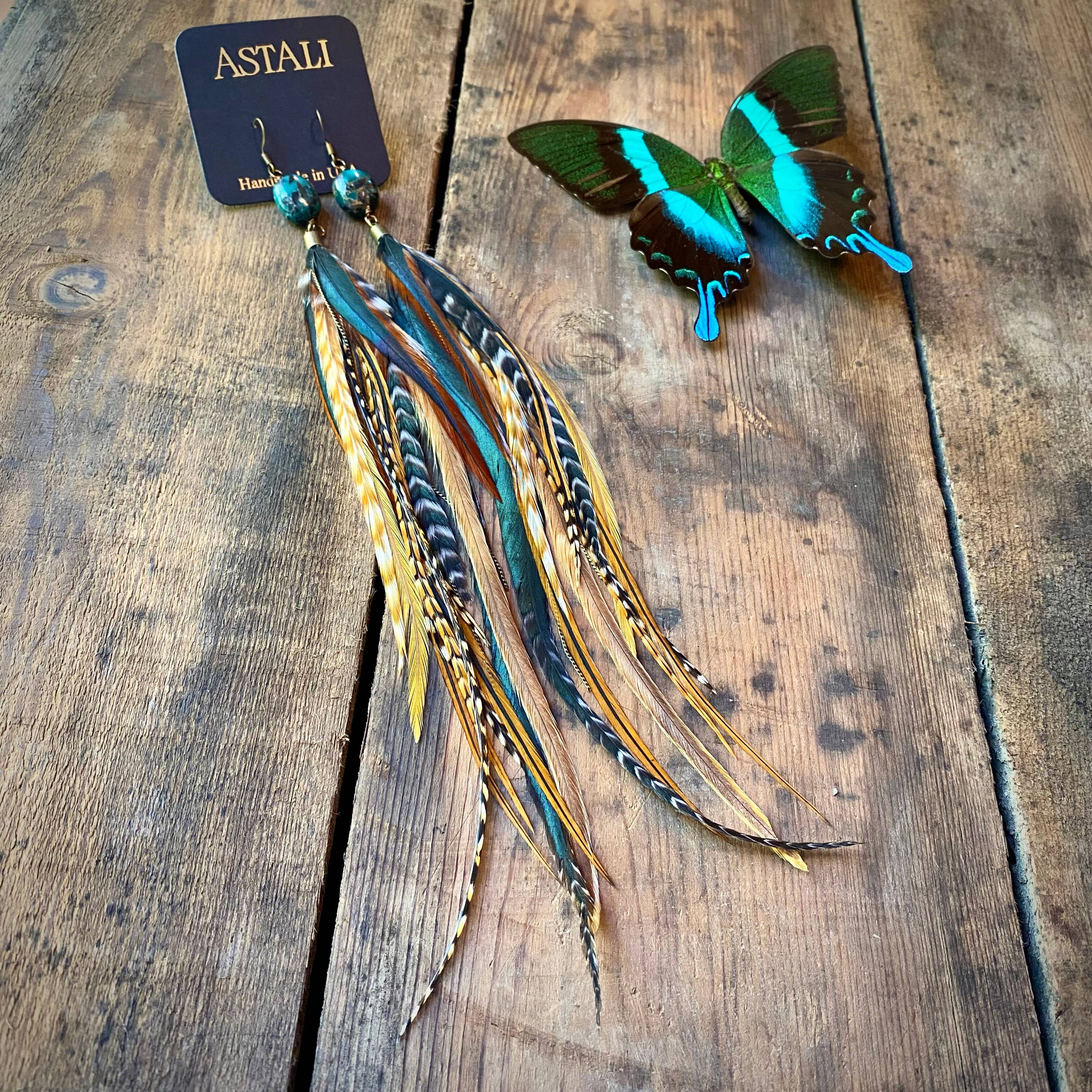 ASTALI - Wholesale Tassel Earrings - Turquoise & Long Feather Earrings - Cree Mix, Boho Western11