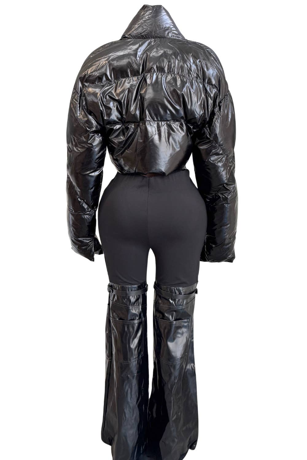 NEWGENS - Wholesale Athletic Jacket - Women's - NT1054A Metallic Silver Cropped Puffer Jacket6