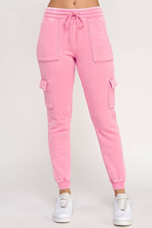 Vanilla Monkey - Wholesale Athletic Sweatpants/Joggers - Women's - Fleece Burnout High Rise Cargo Jogger0