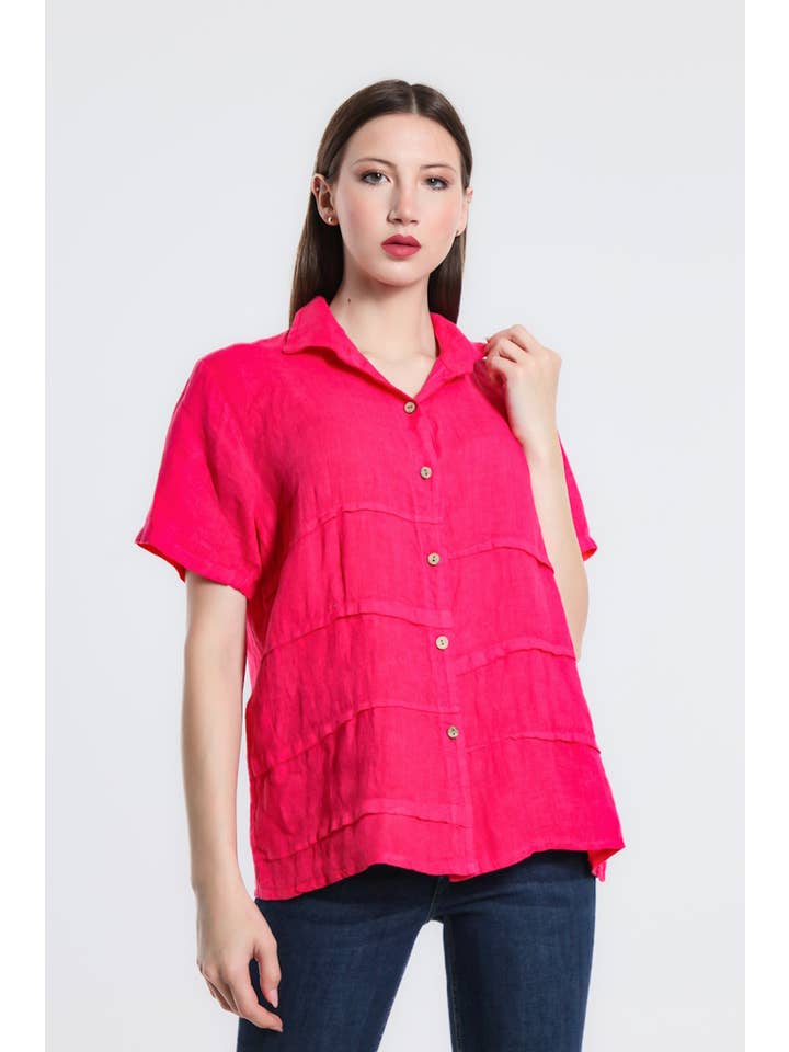 TINA Stephens Italy/Tees By Tina - Wholesale Button Down Shirt - Women's - Alorah Darted Button Down Shirt (BSS186)
