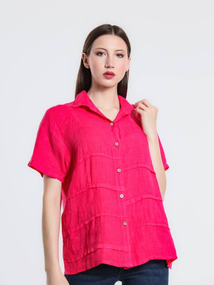 Chemise boutonnée Alorah Darted (BSS186) pour la vente par TINA Stephens Italy/Tees By Tina