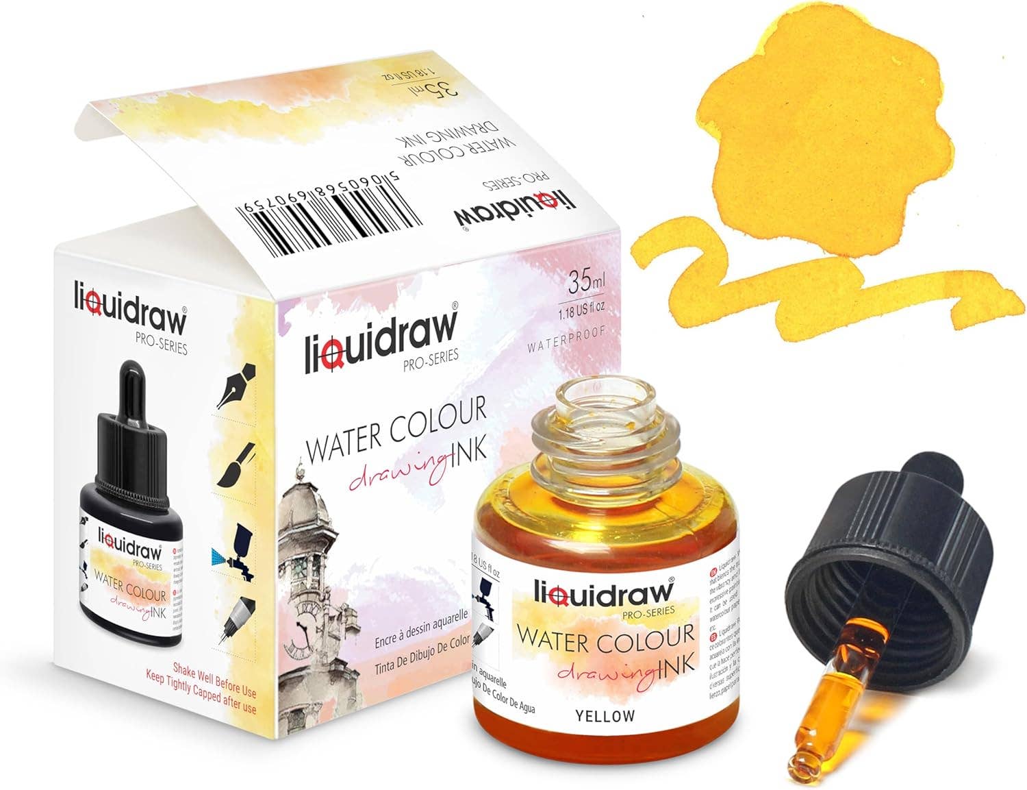 Liquidraw – wholesale Ink pad – Liquidraw Watercolour Drawing Ink Set of 10 Assorted Colours | 35ml Bottles with Ink Dropper | Water Colour Inks for Art4