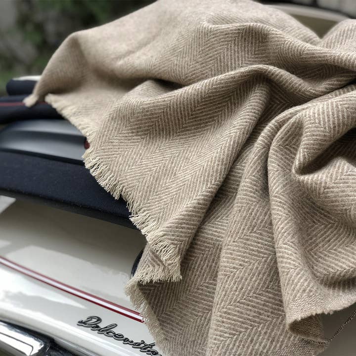 Plaid maxi NATURALE - Virgin merino wool and Cashmere for wholesale by Bottoli