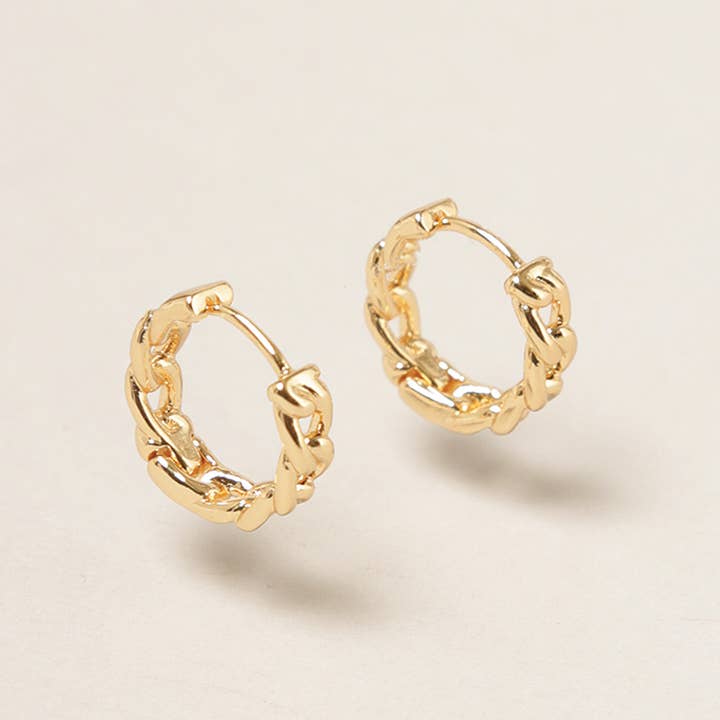 Fashion City - Wholesale Hoop Earrings - 14K Gold Dipped Link Hoop Earrings