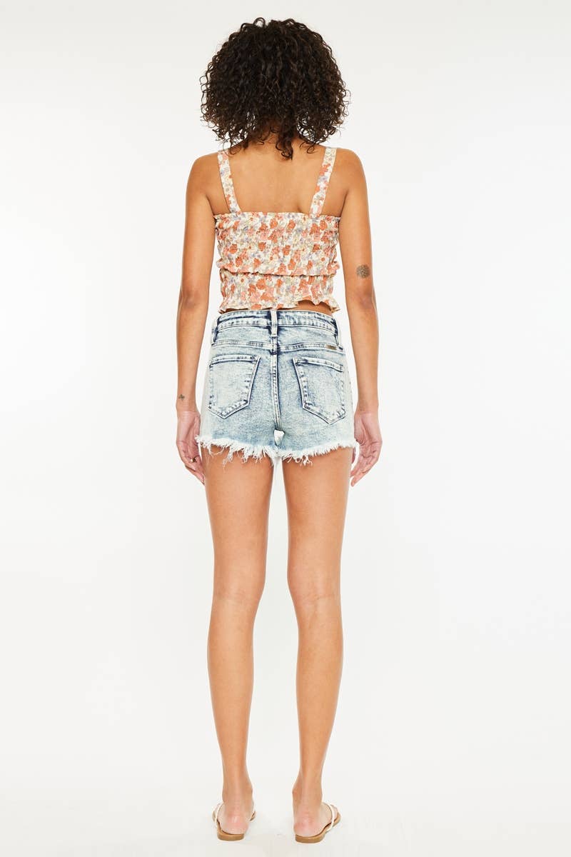 LIGHT OPEN PACK HIGH RISE FRAY HEM DENIM SHORTS-KC6321L-N for wholesale on Faire6