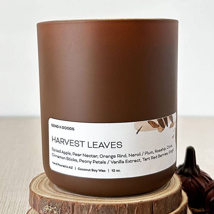 Harvest Leaves Wooden Wick Candle for wholesale by SZND GOODS