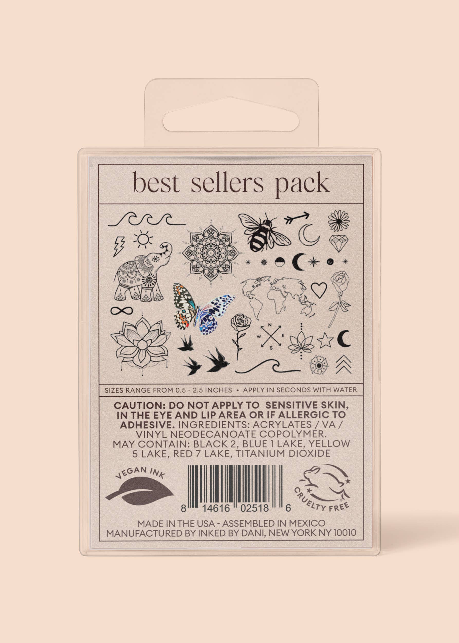 INKED by Dani - Wholesale Temporary Tattoo - Best Sellers Temporary Tattoo Pack8