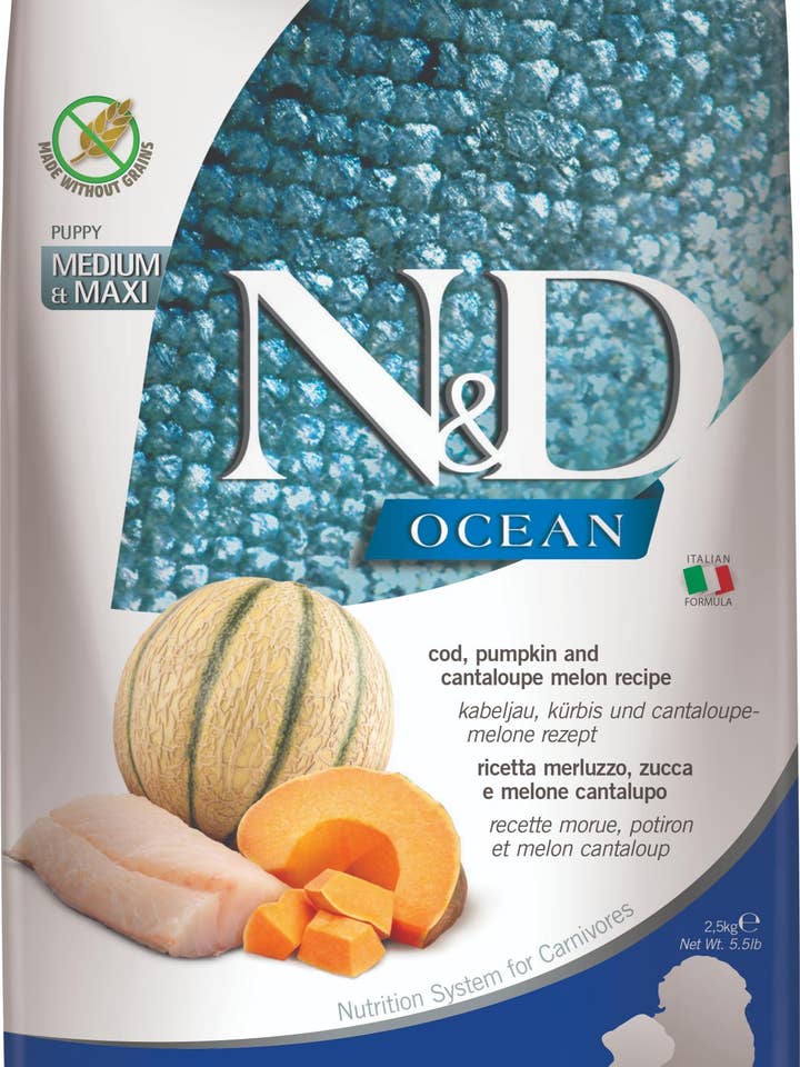 N&D Meeresdorsch mit Kürbiswelpen Medi/Maxi 2,5 kg für den Großhandel von Finest Petfoods