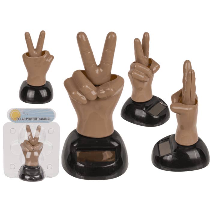 Movable figure, Peace Sign, with solar cell, for wholesale by Out of the blue KG