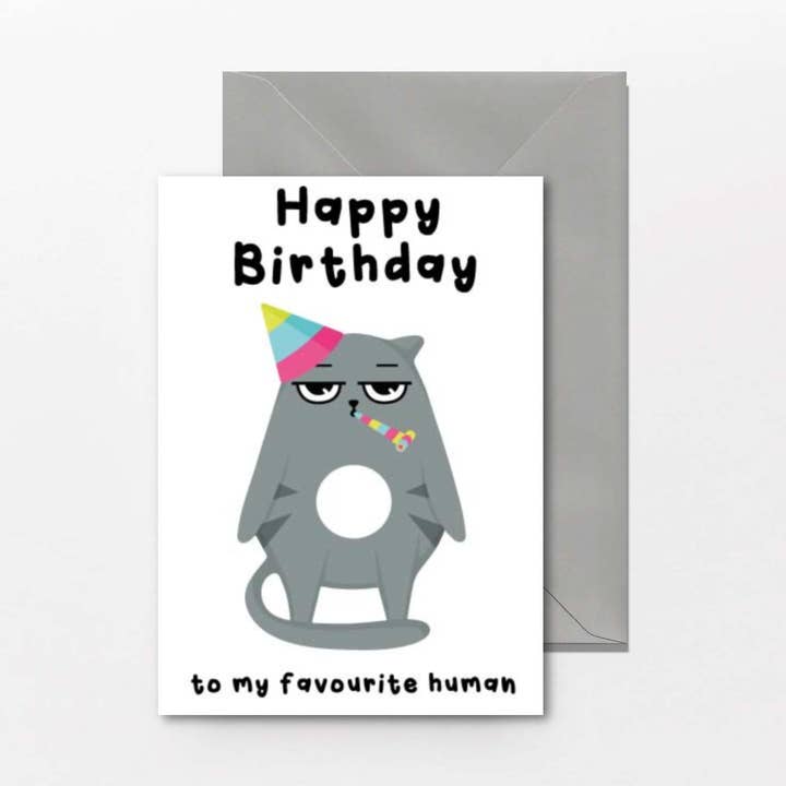 Happy Birthday Favourite Human - Animal Birthday Card for wholesale by Cheeky Chops Cards & Wanky Candles