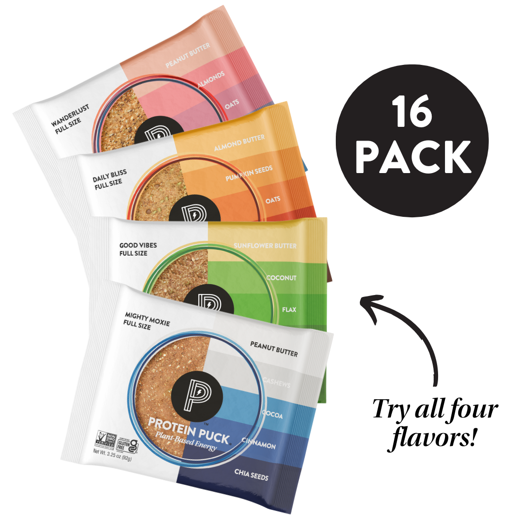 Protein Puck - Wholesale Snack Bar - Plant-Based Protein Bars - Variety Pack (16 - 3.25oz Bars)1