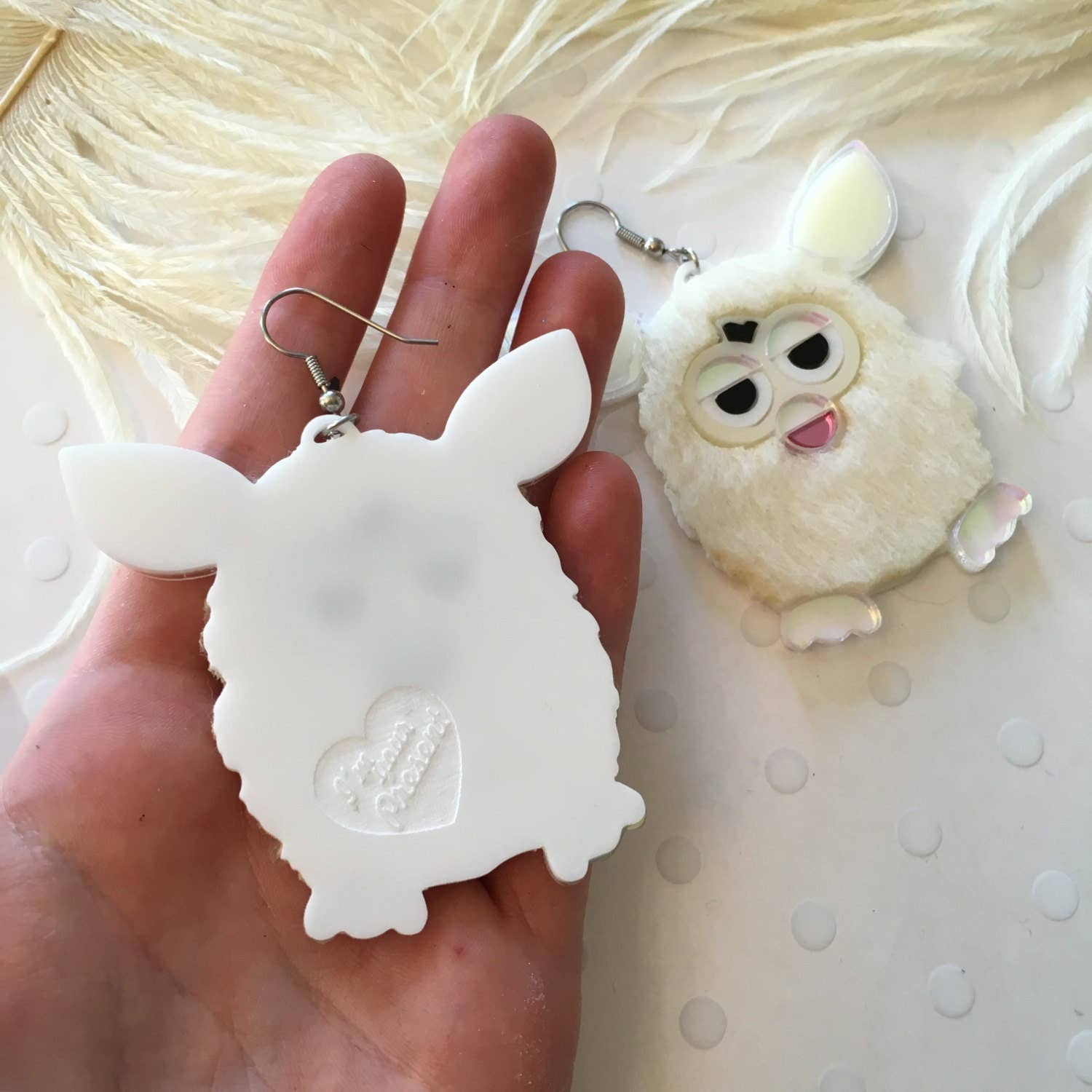 I'm Your Present - Wholesale Dangle Earrings - Furry Furby Earrings, Laser Cut Acrylic, Plastic Jewelry4