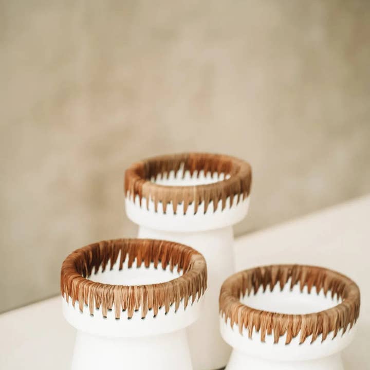 Bazar Bizar Living - Wholesale Candle Holder - The Pretty Candle Holder - White Natural - S7