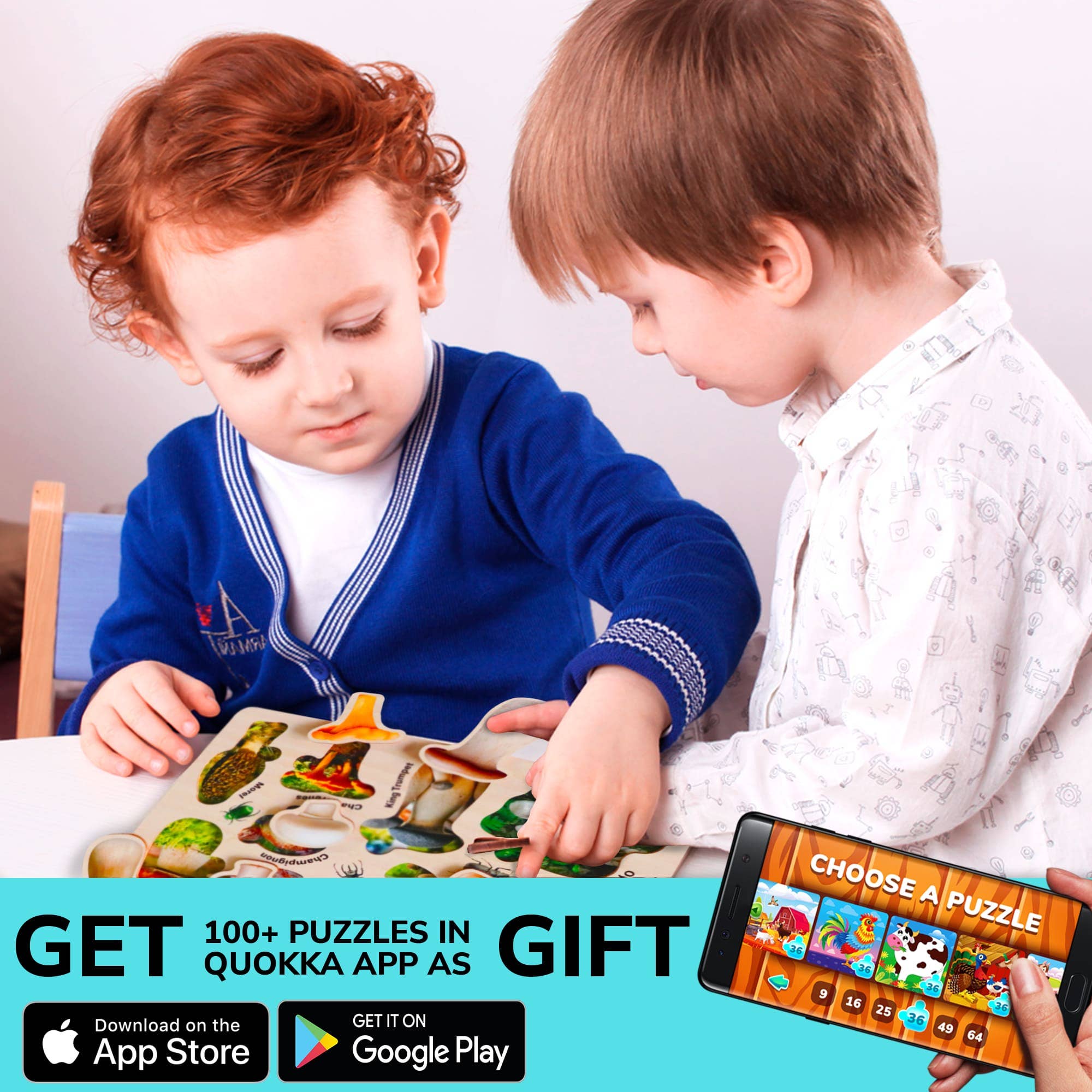 QUOKKA - Wholesale Puzzle - Kids - Wooden Puzzles Set for Toddlers | Mushrooms Flowers Leaves4