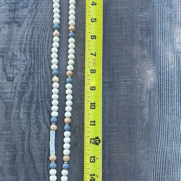 JILLIAN INK LLC - Wholesale Lanyard - Unisex - Teach Grey and Wood Beaded Lanyard with Breakaway Clasp