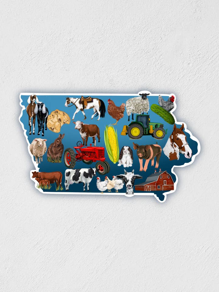 Iowa Farm State Sticker for wholesale by Little Rocks Design