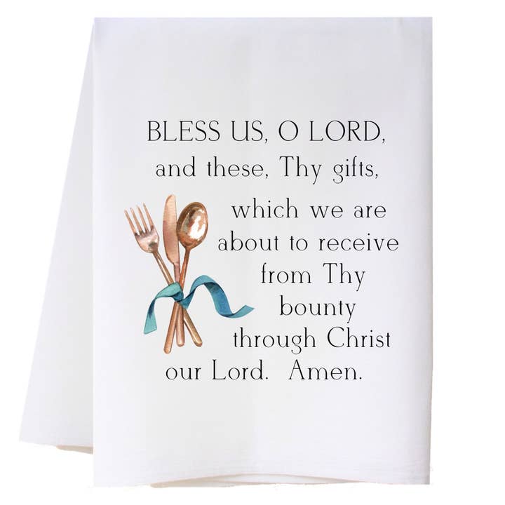 Bless Us O Lord Kitchen Towel for wholesale by Cora & Pate