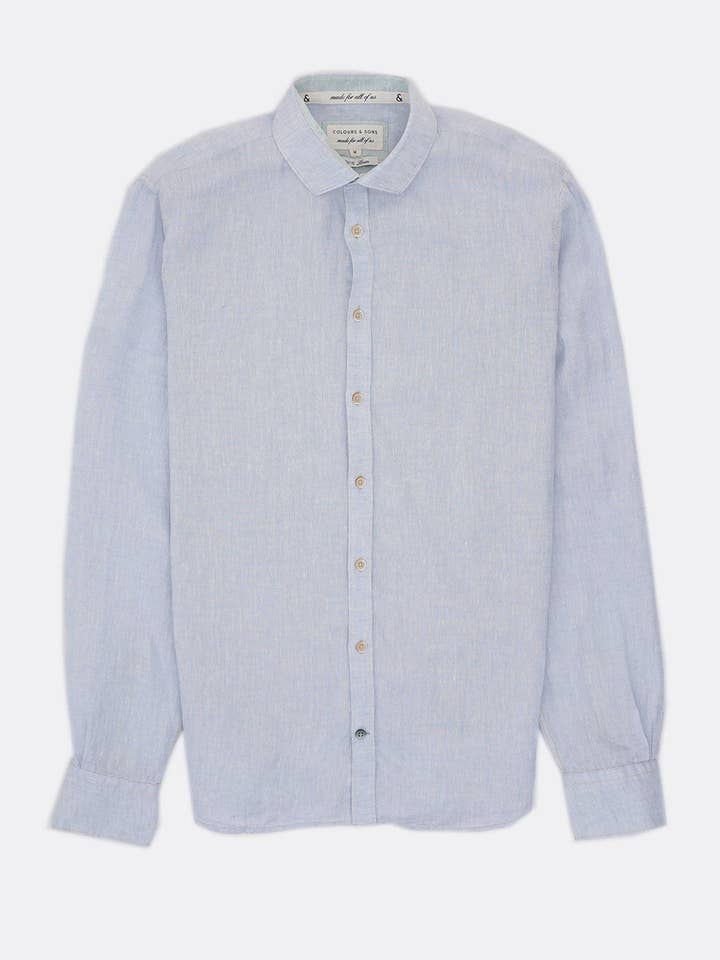 Camisa Básica de Linho - Sky por atacado de COLOURS & SONS