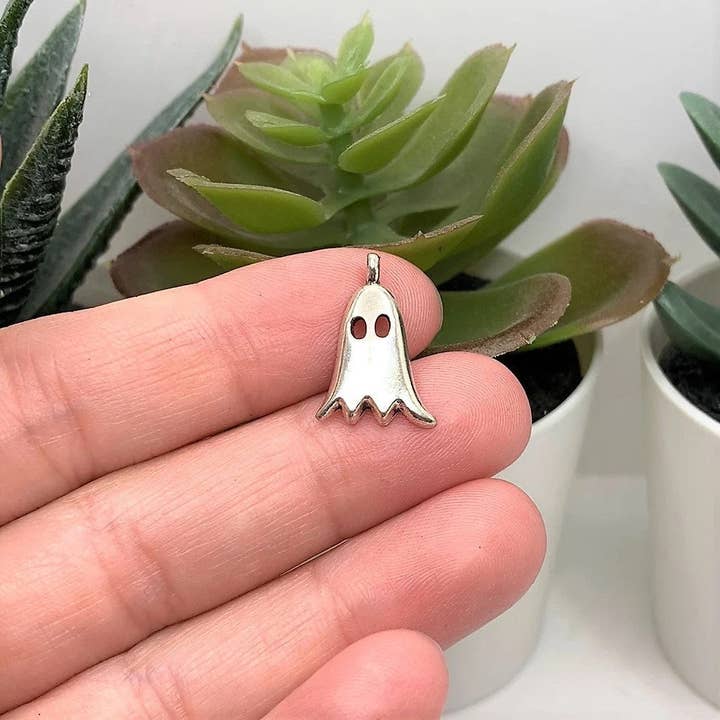Guerrilla Charm - Wholesale Individual Charm/Pendant - 50 Pcs Cute Silver Ghost Charms