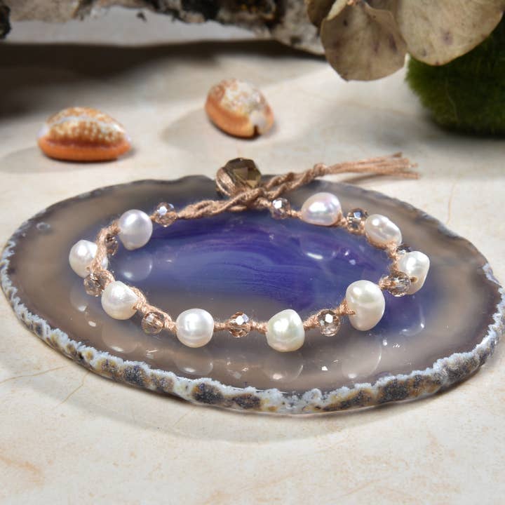 IST Jewelry – wholesale Pärlarmband – Barock pärla och Crystal virkade armband