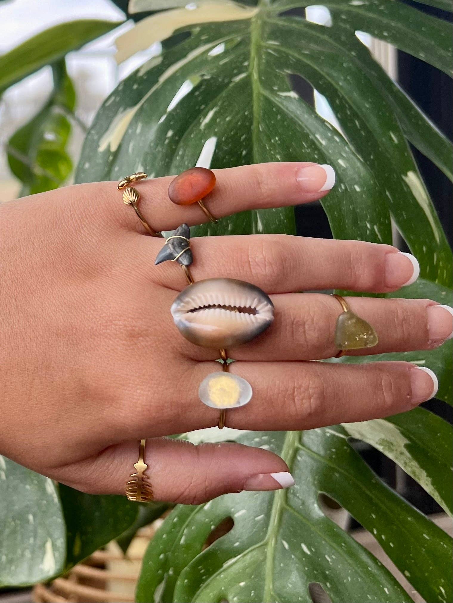 HALT - Wholesale Single Stone/Solitaire Ring - Gold Sea Glass Rings | Hawaiian Surfer Beach Jewelry2