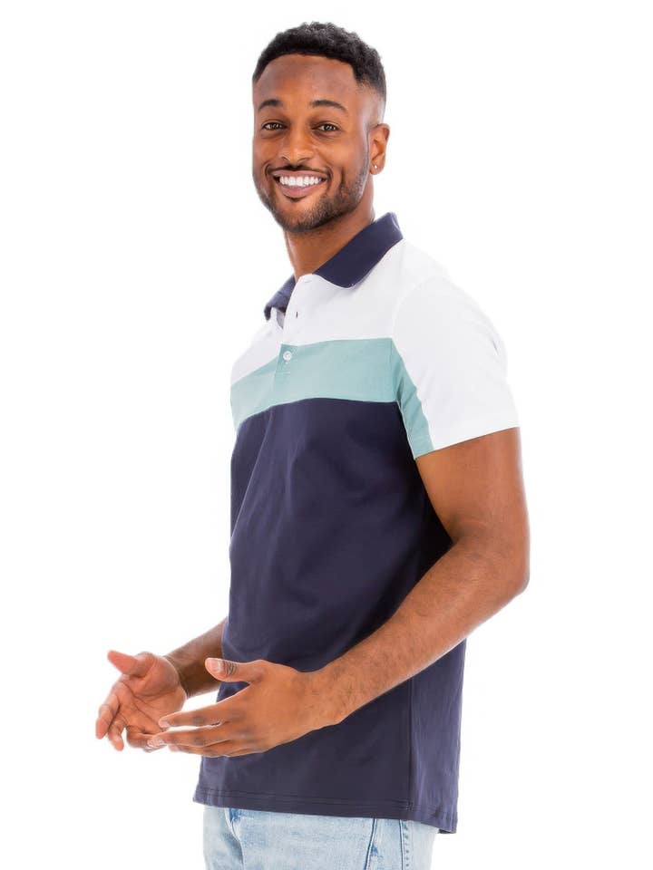 CC Wholesale Clothing - Wholesale Polo - Men's - Color Block Polo Short Sleeve5
