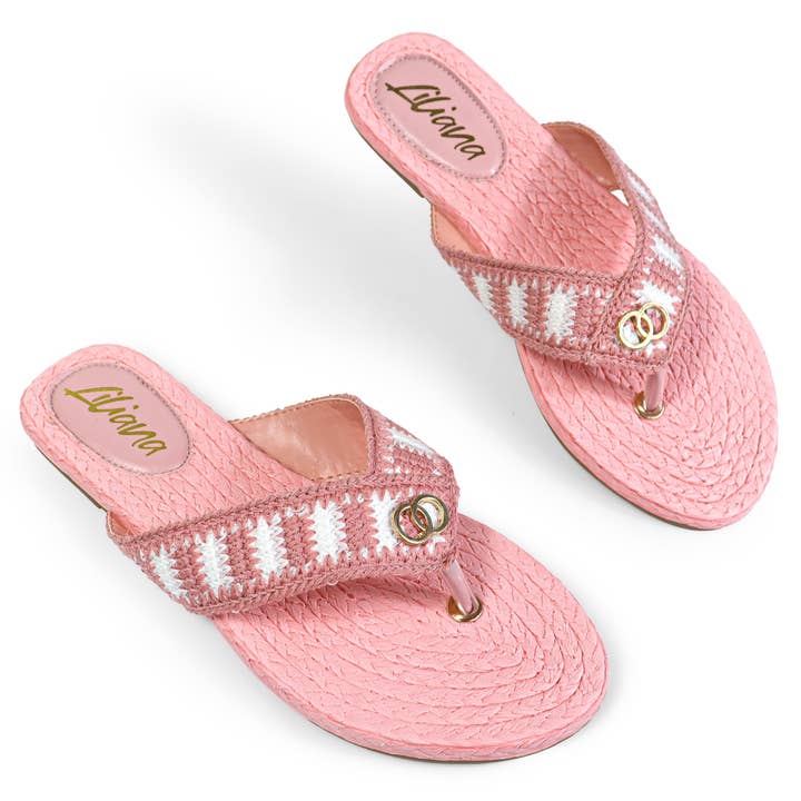 COCO-2 KNIT UPPER THONG W/ SANDAL PINK for wholesale on Faire