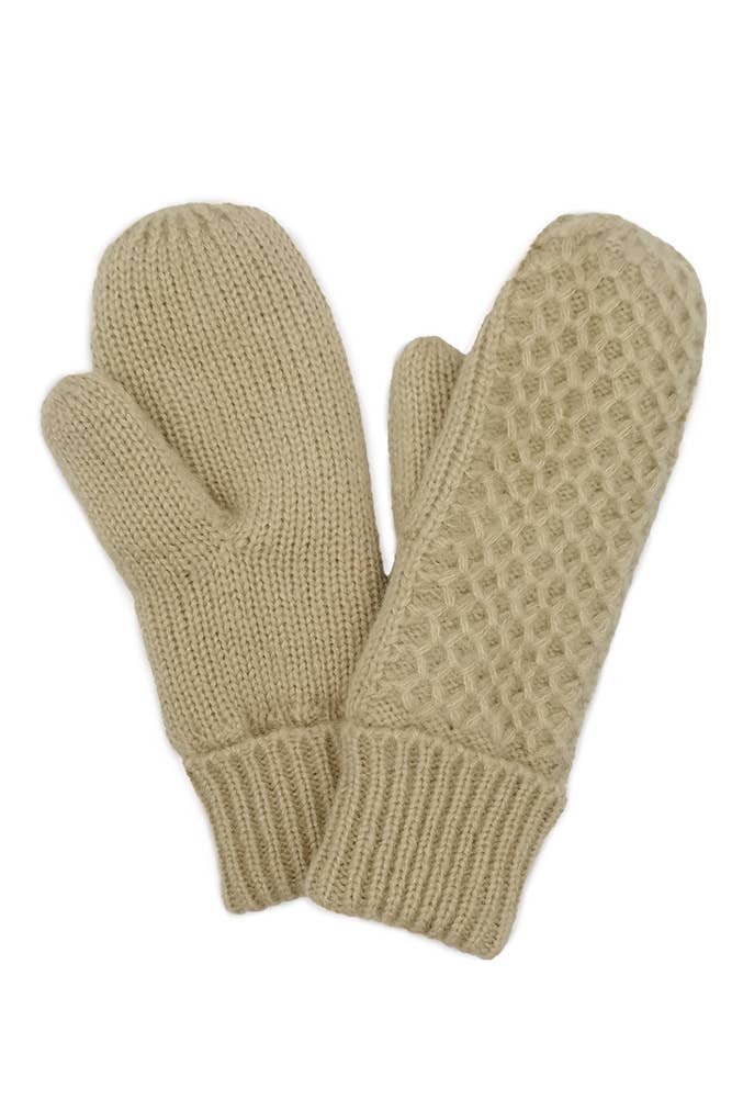 Hana - Wholesale Mittens - Women's - Sherpa Lining Cable Solid Knit Mittens0