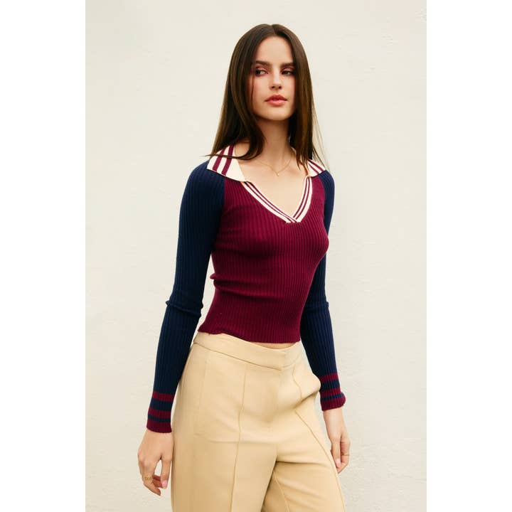 Dress Forum - Wholesale Knit Top - Women's - Fitted Knit Collared Sweater6
