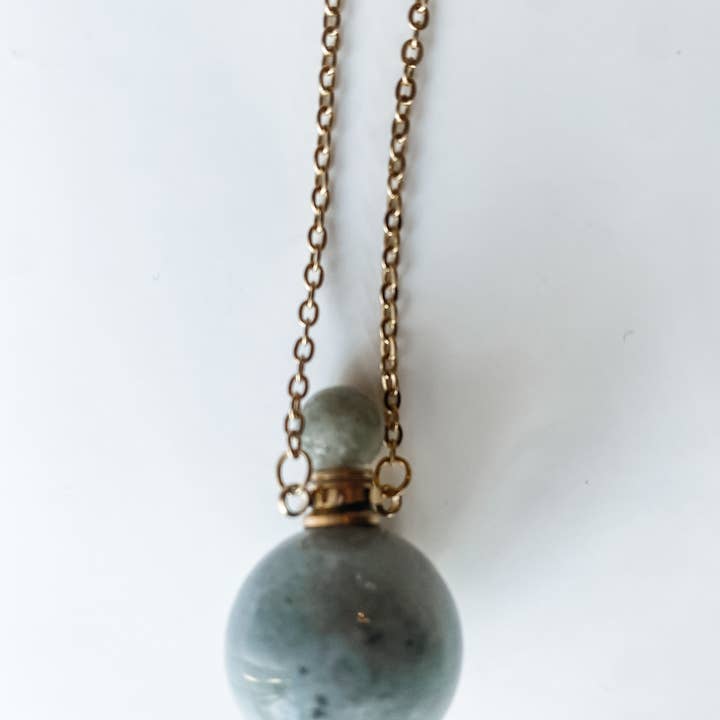 HoopLa - Wholesale Pendant/charm necklace - Perfume Bottle, Gemstone- Globe shaped-8 stone choices34