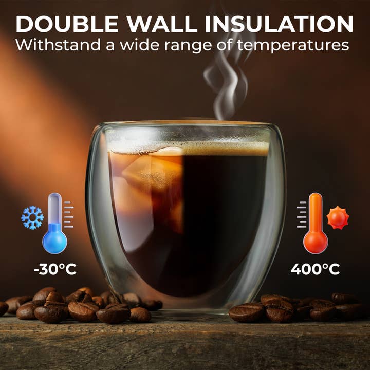 Kaffe - Wholesale Coffee/Tea Cup - Kaffe 3oz Small Espresso Cups Double-Wall Borosilicate Glass3