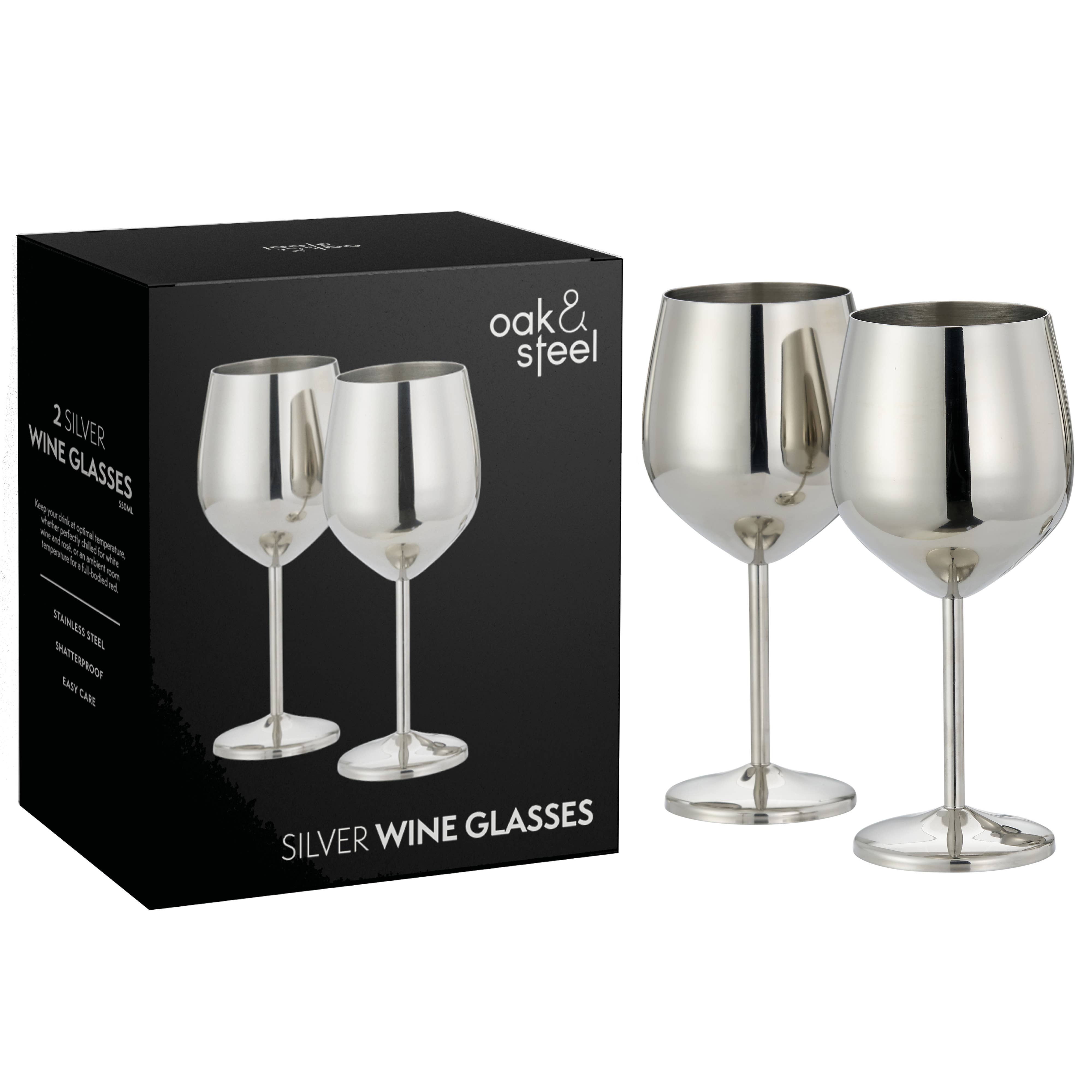 Red Wine Glass Made Of Stainless Steel, Stainless Steel Red Wine Glass Champagne  Flute Cup Drinking Cup 500 Ml Set Of 2 500 Ml