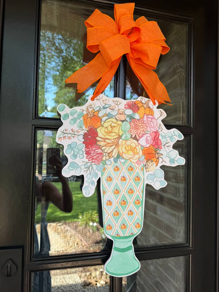 Fall Block Print Vase Door Hanger for wholesale by Home Themed Home