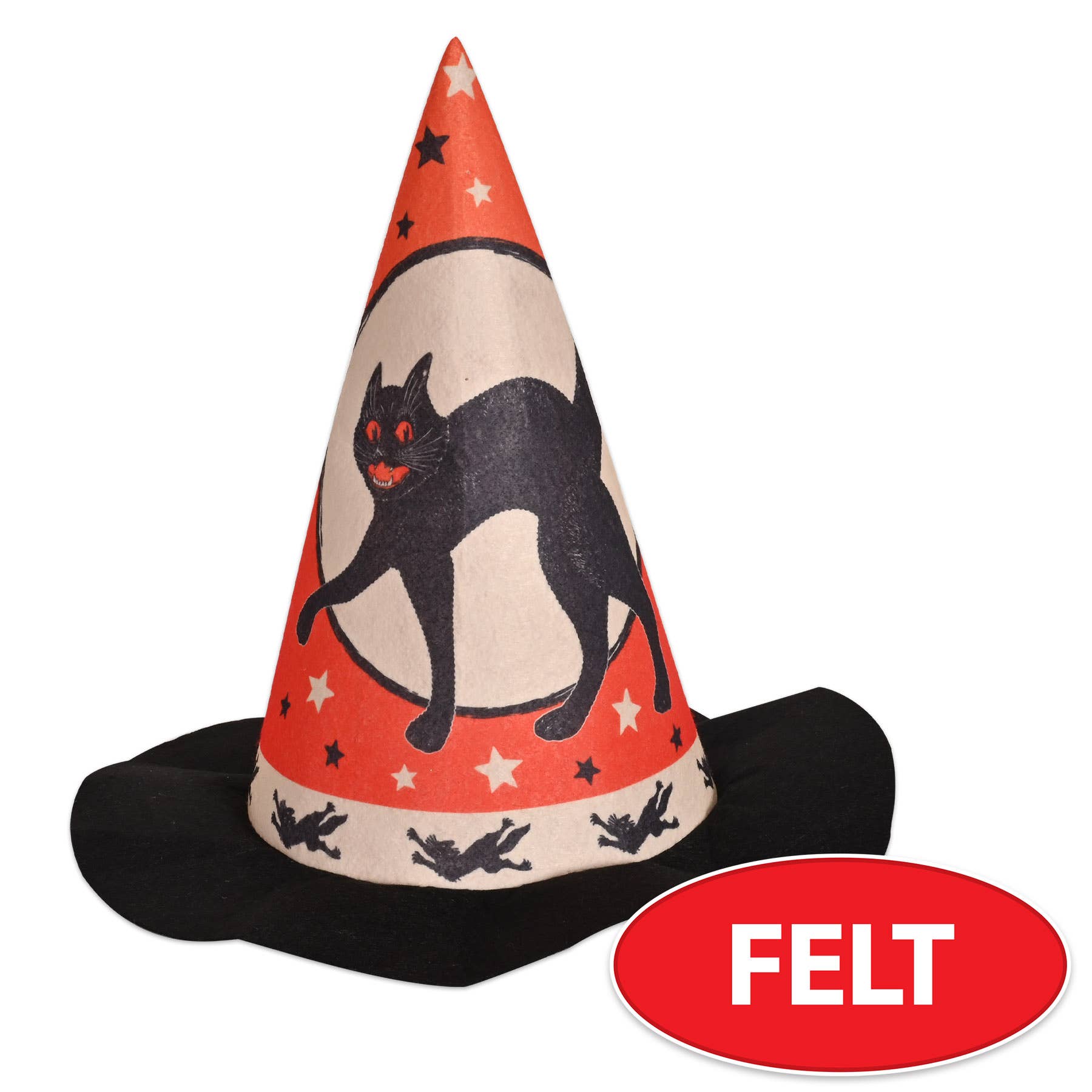 Beistle - Wholesale Party Hat/Crown - Vintage Halloween Felt Scratch Cat Witch Hat, 12.5" 2