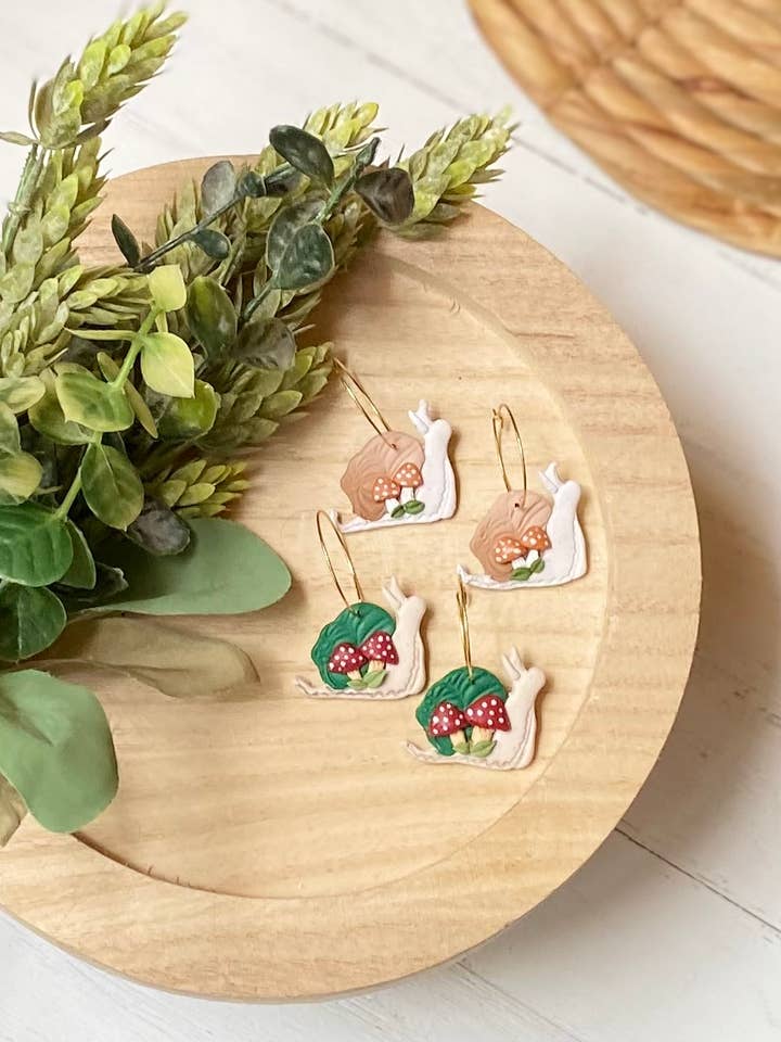 Snail & Mushroom Hoops for wholesale by Clayhouse Colours