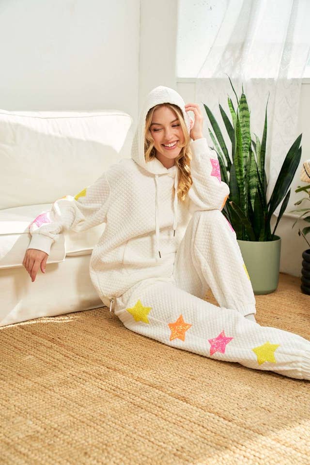 Main Strip - Wholesale Lounge Sweatpants/Joggers - Women's - Multi Sequin Star Quilted Jogger
