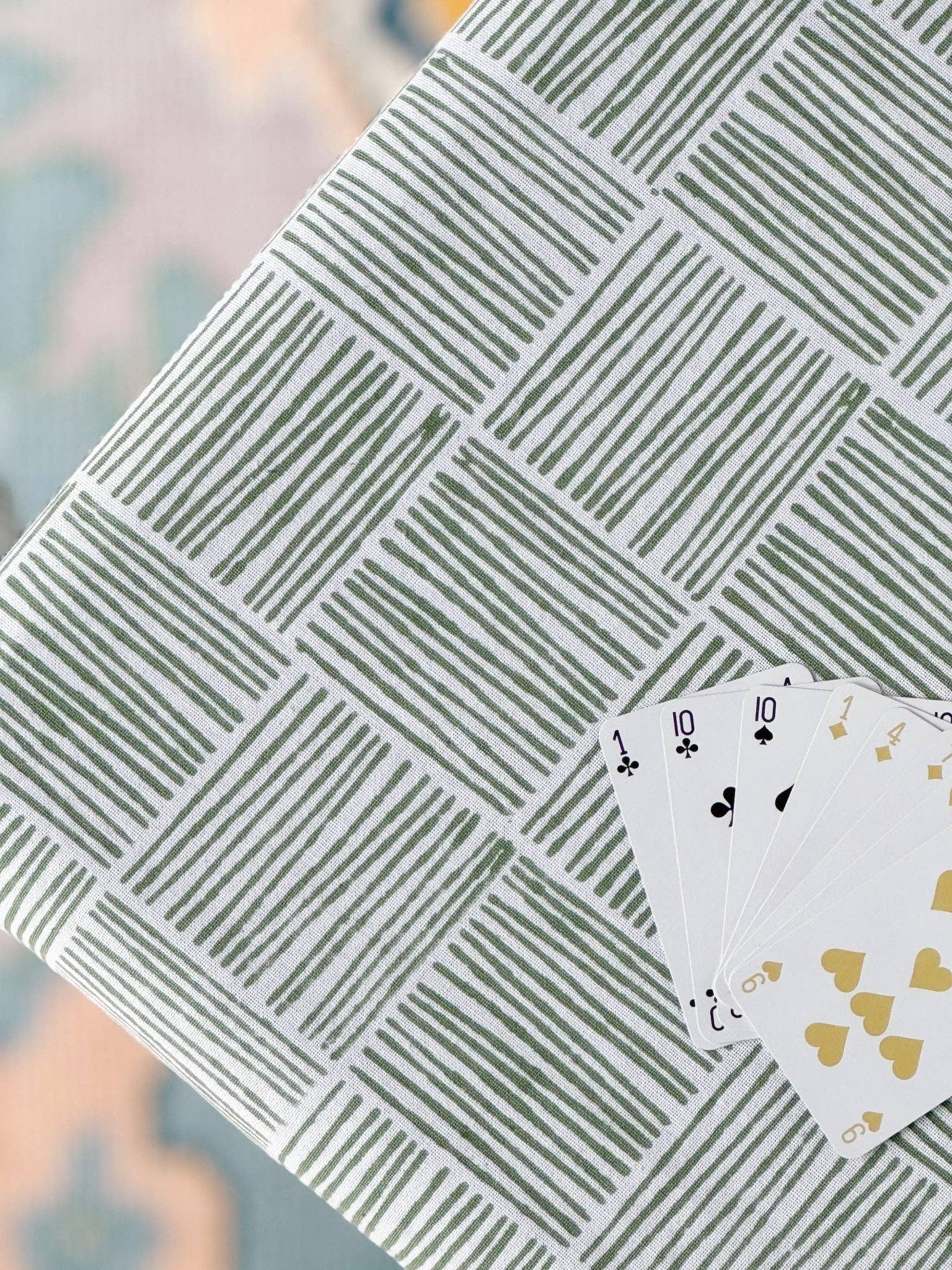 Mended - Wholesale Tablecloth - Table Throw - Striped, Sage3