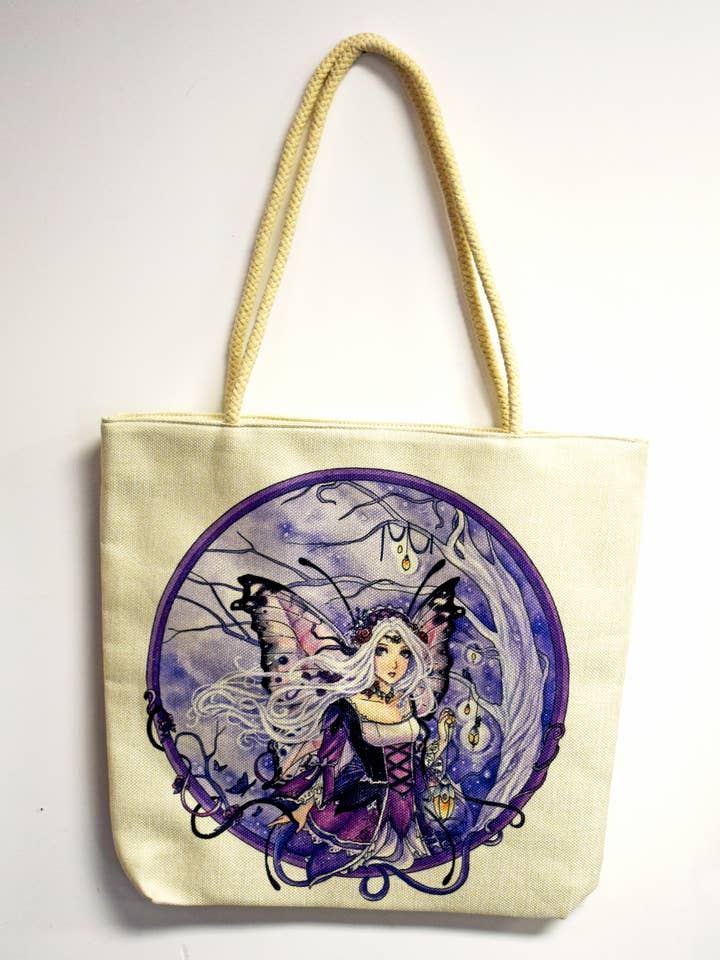 Fairy Techno Jute Tote Bag for wholesale by Fantasy Gifts