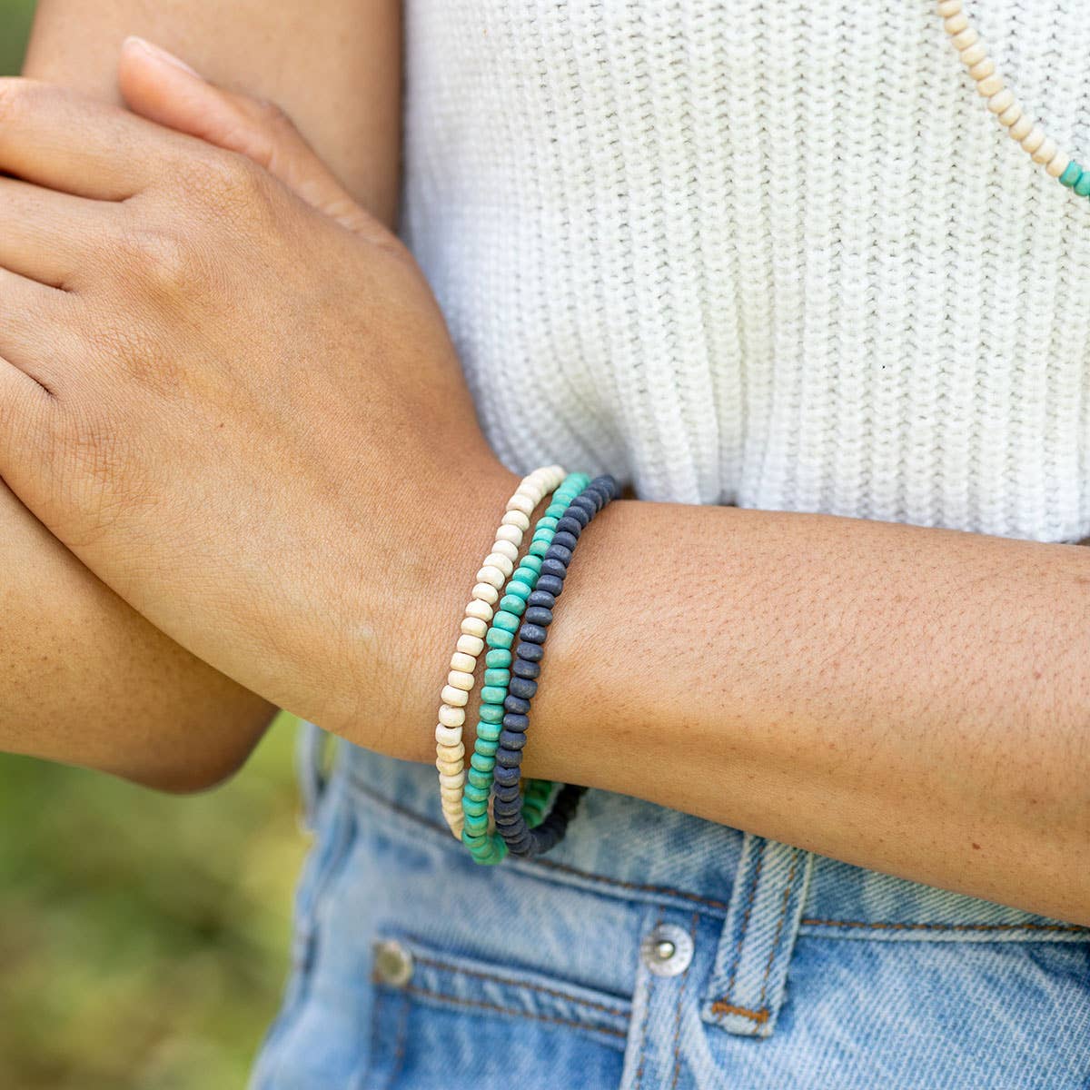 Anju Jewelry - Vendita all'ingrosso Bracciale con perline - Confezione di Braccialetti Elasticizzati con Toni Prismati - Senza Espositore4